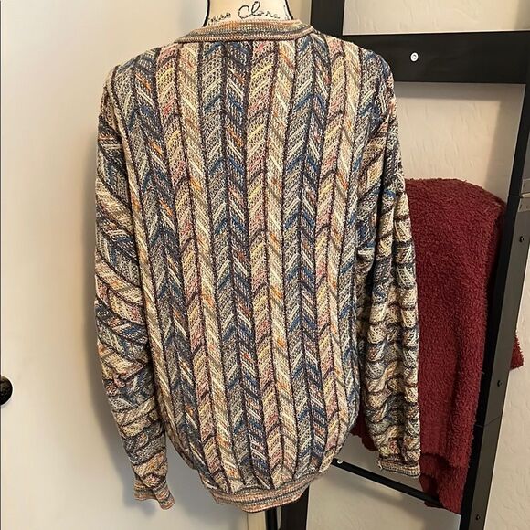 Vintage Tosani Multicolor Knit Button Sweater 
Cardigan Grandpa Collegiate - Picture 5 of 8